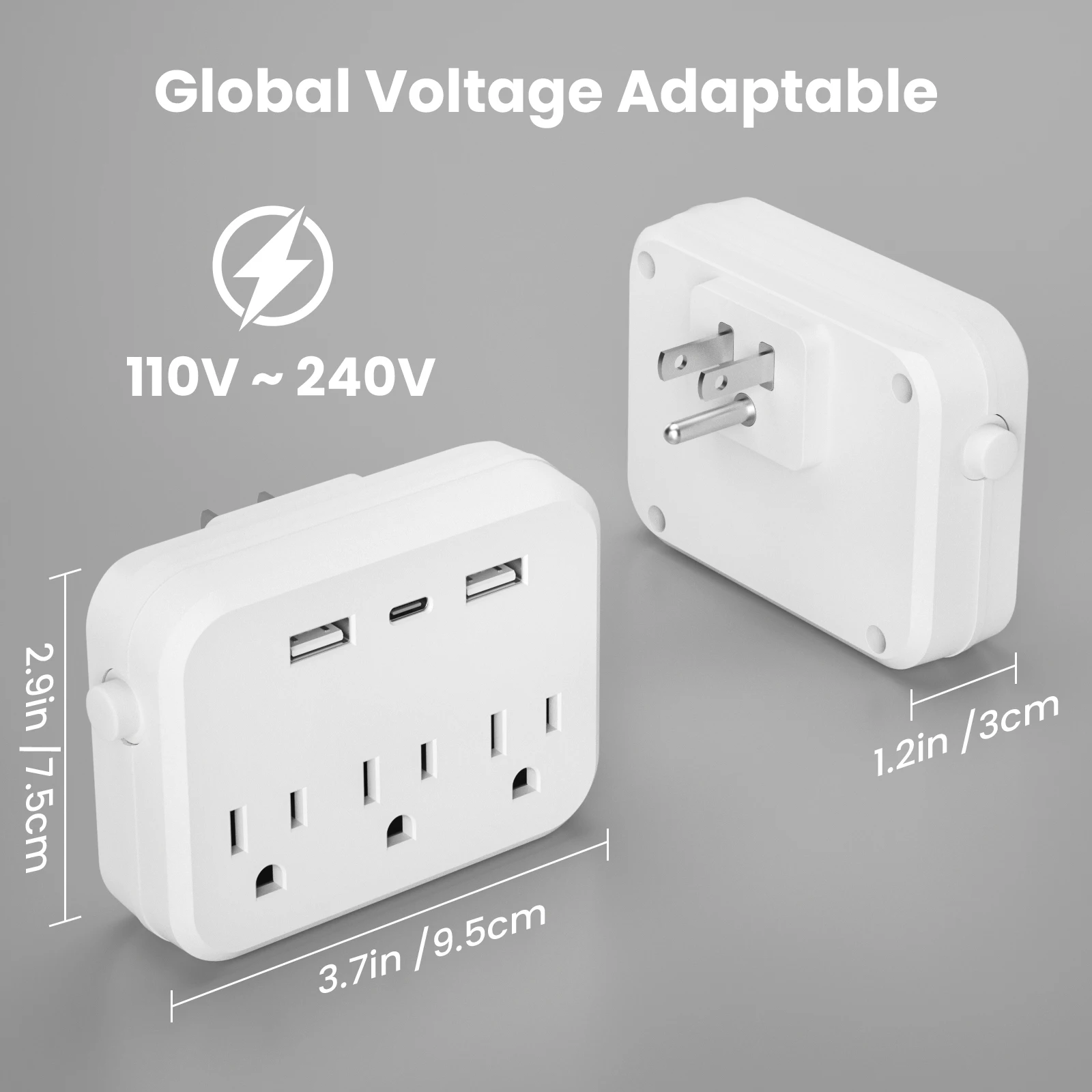 Переключатель TRANSTON US с защитой от перенапряжения Мини-портативный удлинитель 6-в-1 Многофункциональный 3 удлинителя 2 USB-порта 1 Type-C