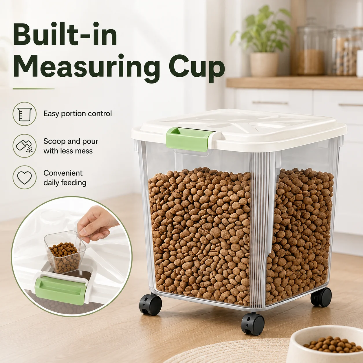 55Lbs Airtight Pet Food Storag - Food Storage On Wheels ulasan dan harga