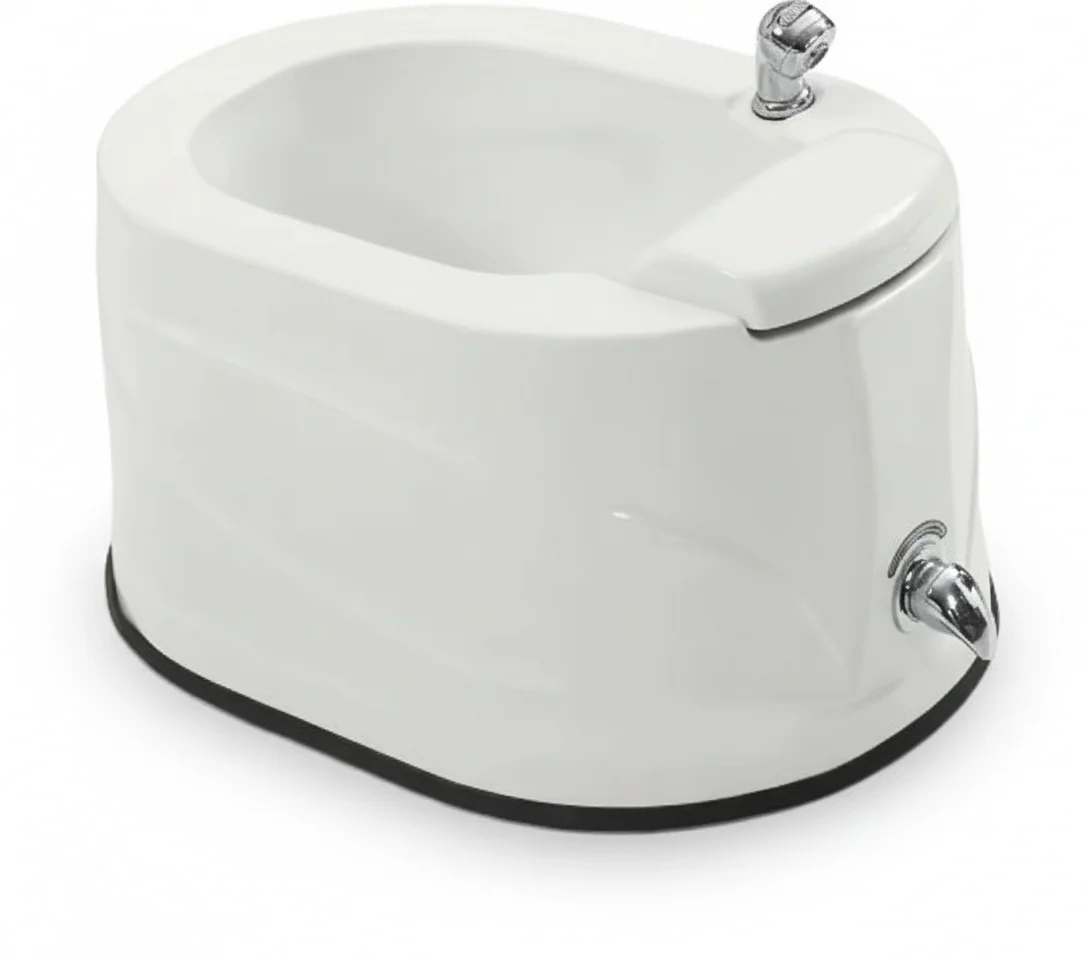 Round Pedicure Sink Bowl, Acrylic Foot Spa Tub, White Luxury Style Pedicure Basin, Professional Nail Salon Spa Station