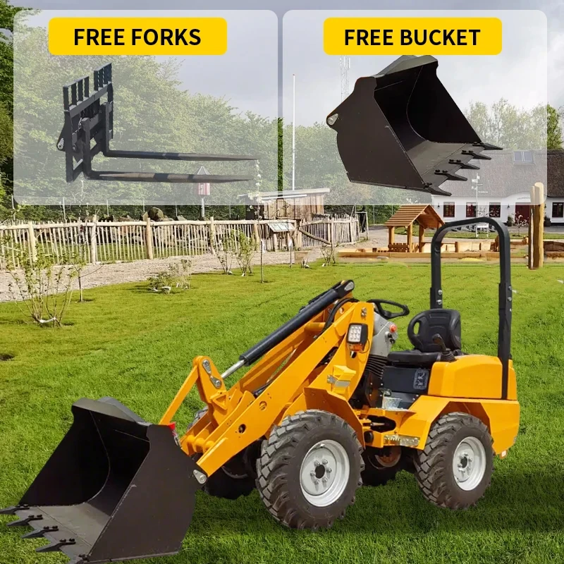 

Mini Hydrostatic Driven 4-Wheel Loader 18.4kw Engine Load Capacity 0.8t 20KM/H Speed Excavator Suitable for Building Materials