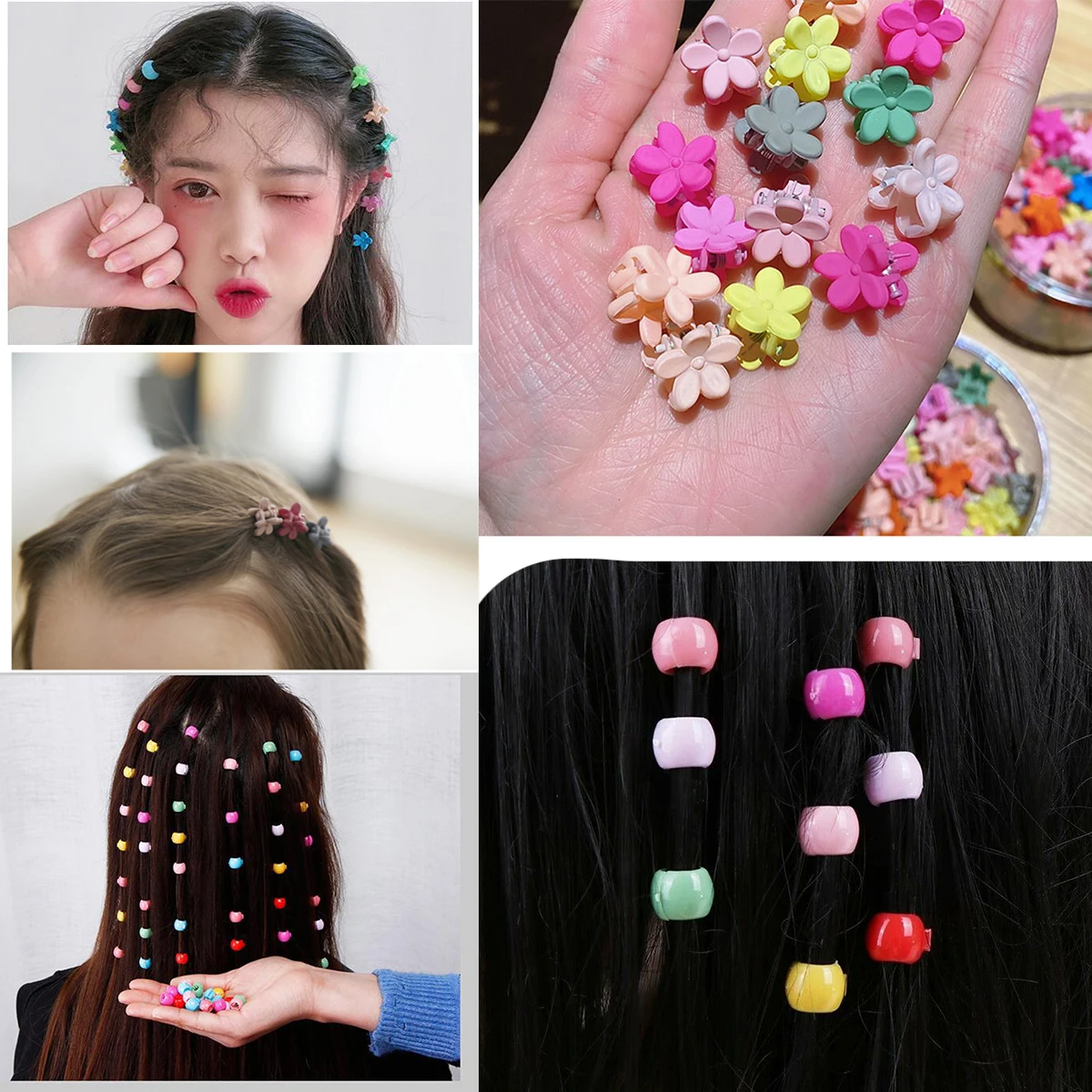 

10/20/30Pcs Mini Candy Colour Beads Headwear Clips Grips Candy Colour Hair Claw Headwear For Womens Girls Mini Hair Accessories