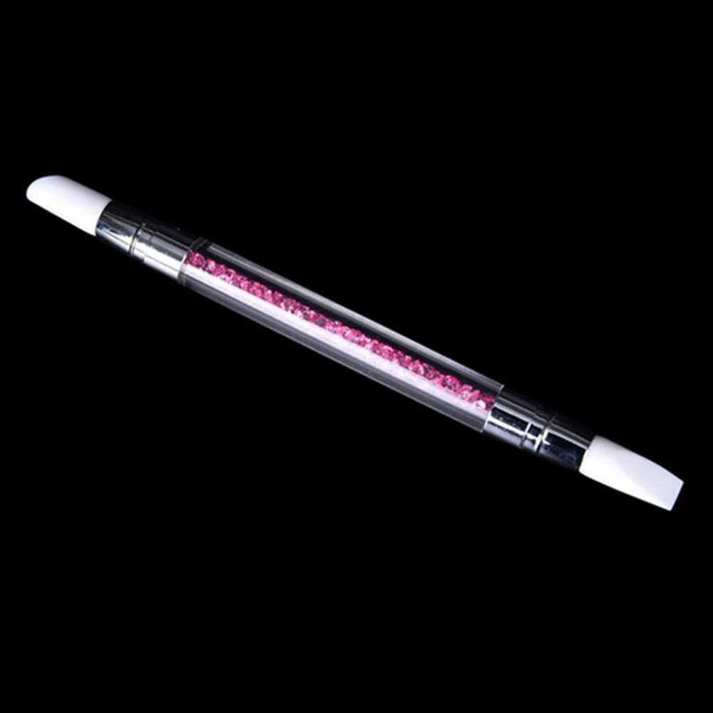 مسمار الفن نحت القلم سيليكون رئيس مقبض أكريليك طرف مزدوج لنحت زهرة دائم مسمار أداة كريستال حجر الراين #3