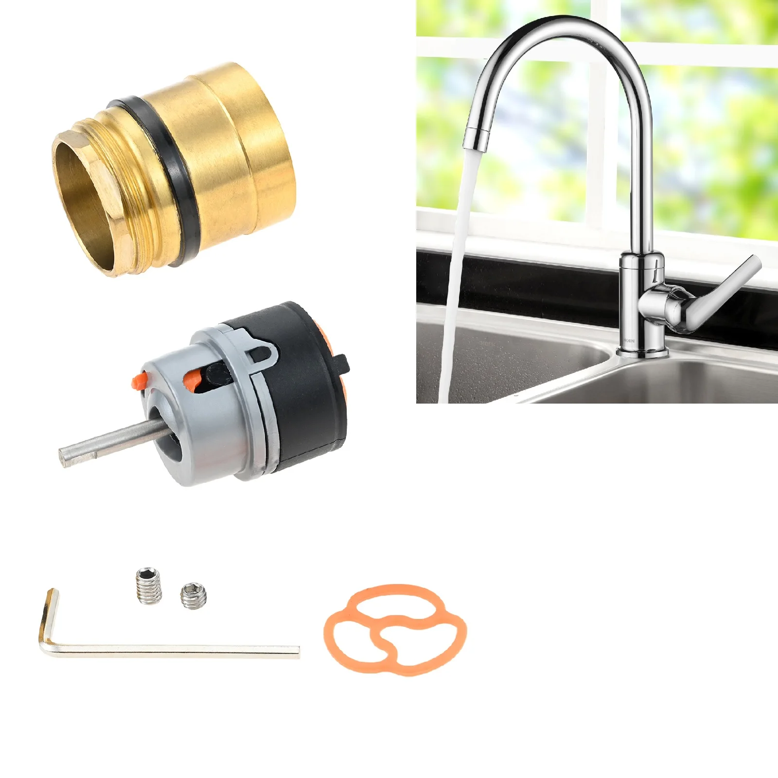 Upgrade RP50587 Cartridge for Delta DST Single-Handle Kitchen Lavatory Faucet (36mm) Repair Kit RP51503 Bonnet Nut Allen Wrench