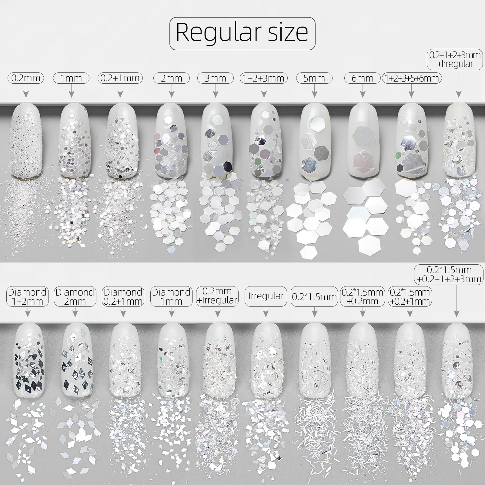 2025 Nieuw glitterpoeder, handgemaakt materiaal, hartvormige nail art-sieraden met nagel