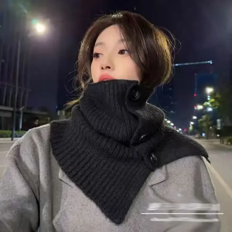 Lenço de inverno feminino versátil e de alta qualidade botão quente pescoço cinta para meninas pescoço-proteção cachecol moda pescoço proteção