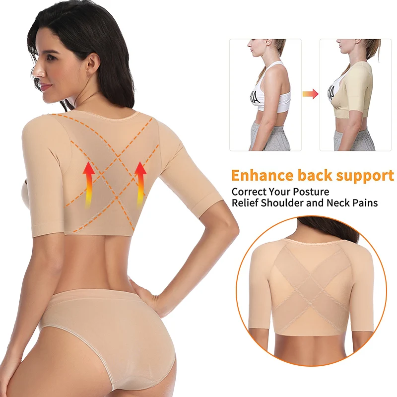 Upper Arm Shaper Post Surgical Slimmer Compression Sleeves Posture Corrector Tops Shapewear for Women