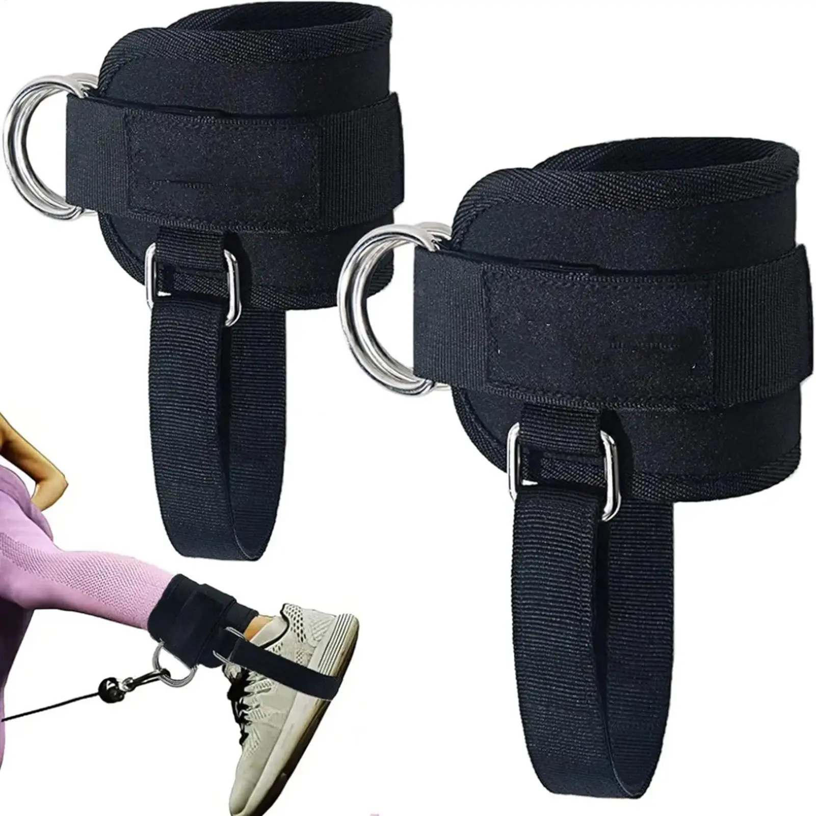 Cable Machine Ankle Straps Leg Adjustable Cuffs Attachment Gym Machine Ankle Pulley Straps For Home Gym Fitness Exercise Indoor