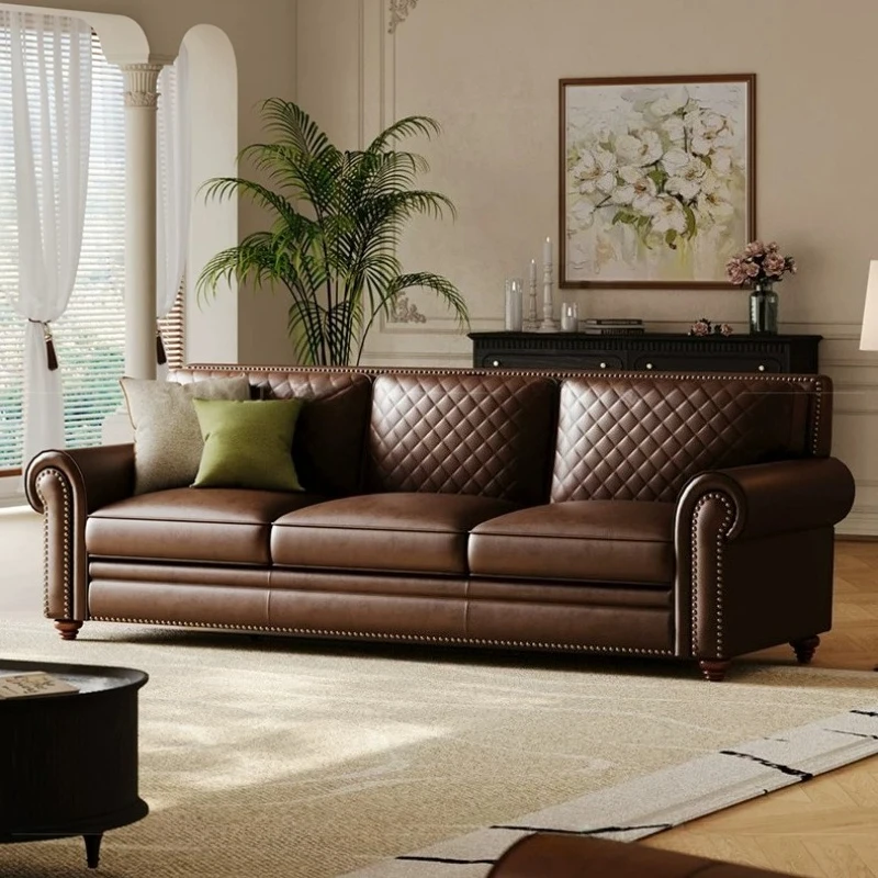 

Home modern Luxury American retro oil wax leather sofa 1 2 3 4 seat sofa living room sofas and seating couch armchair furniture