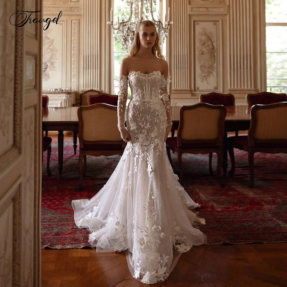

Customized Off The Shoulder Vintage Mermaid Wedding Dresses Lace Appliques Vestido De Novia Glamorous Backless Robe De Mariee