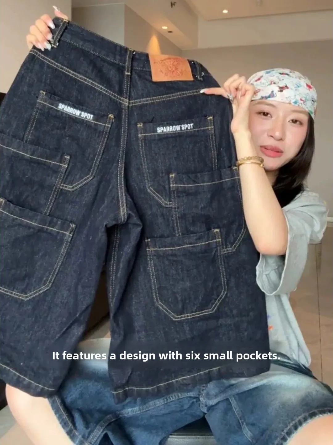 Retro American Washed Denim Shorts Men's Loose Straight Leg Slimming Seven-Quarter Length Casual Workwear Summer Shorts