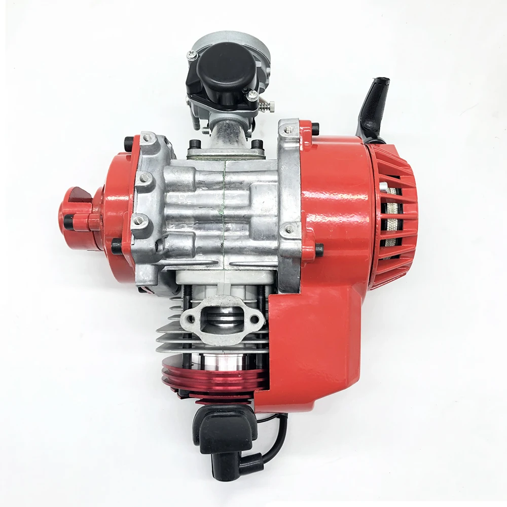 

49cc Engine 2-Stroke Gas Petrol Motorized Bicycle Bike Pull Start Motor W/Transfer Box Red For Mini Quad Dirt Bike ATV