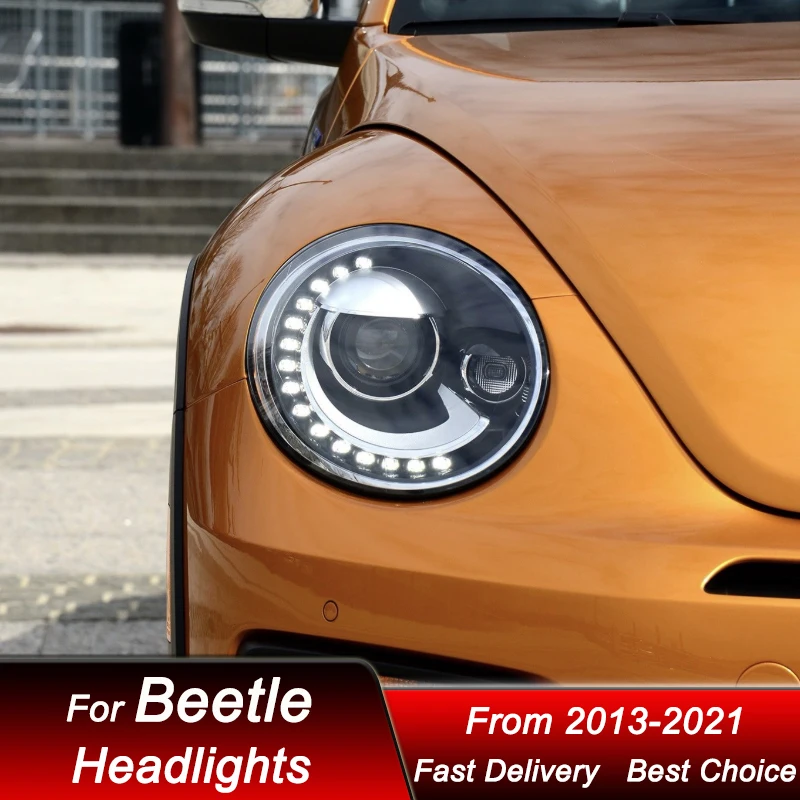

Светодиодные фары для Volkswagen VW Beetle 13-21, комплект для замены штатных фар, проекционные линзы, аксессуары для авто.