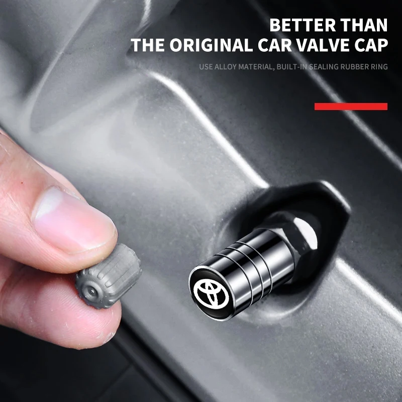 4 قطعة شعار السيارة المعدنية عجلة الاطارات صمام قبعات اكسسوارات السيارات لتويوتا 86 ميراي سوبرا برادو ألارد كراون Vellfire سيكويا #4