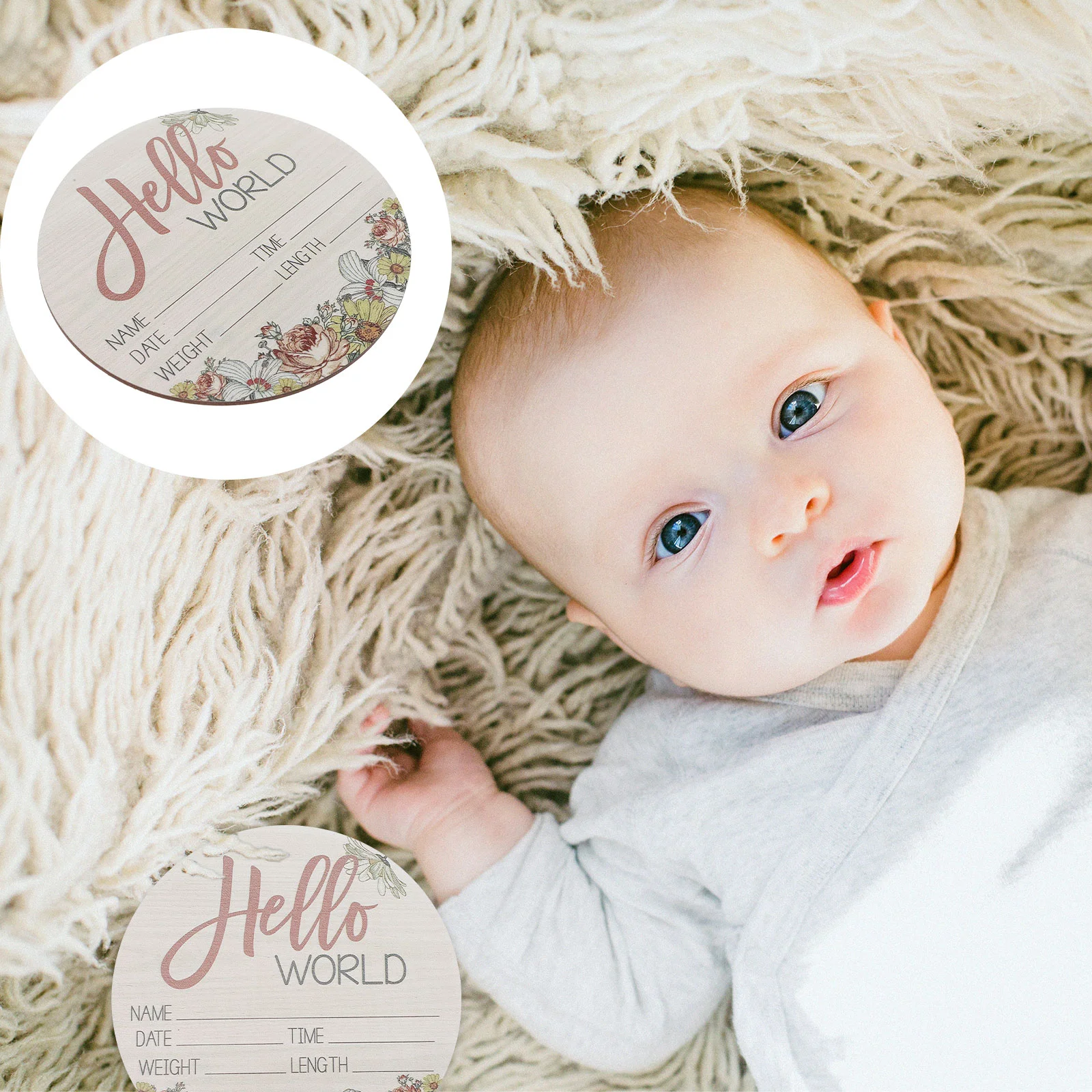 Wooden Baby Announcement Sign Birth Emblems Newborn Name Signs for Nursery Photo