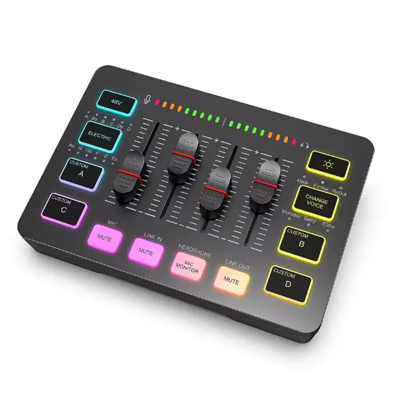 ELECT-RGB Audio Mixer All-In-One Podcast Kit Recording Studio Live Streaming Microphone