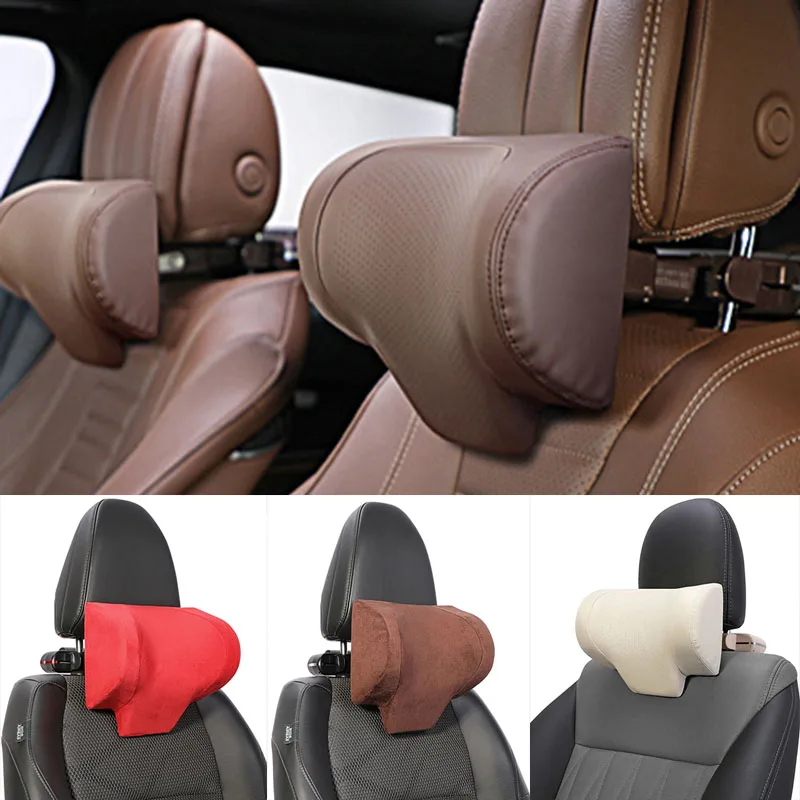 Car Multifunctional Adjustable Pillow Leather Headrest Vehicles Supplies Novelty Best Travel Interior Accessories Car Decorative