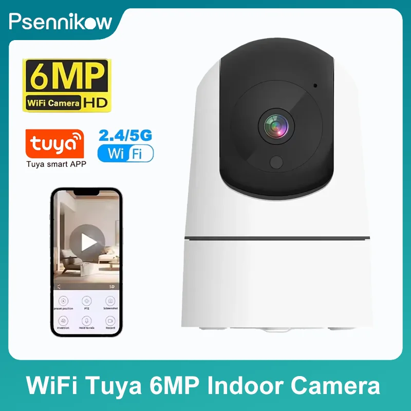 

WiFi Indoor Security Camera Tuya 6MP HD 5G 6x Zoom Baby Monitor Night Vision Auto Motion Detection 2-Way Audio Cloud/SD Storage
