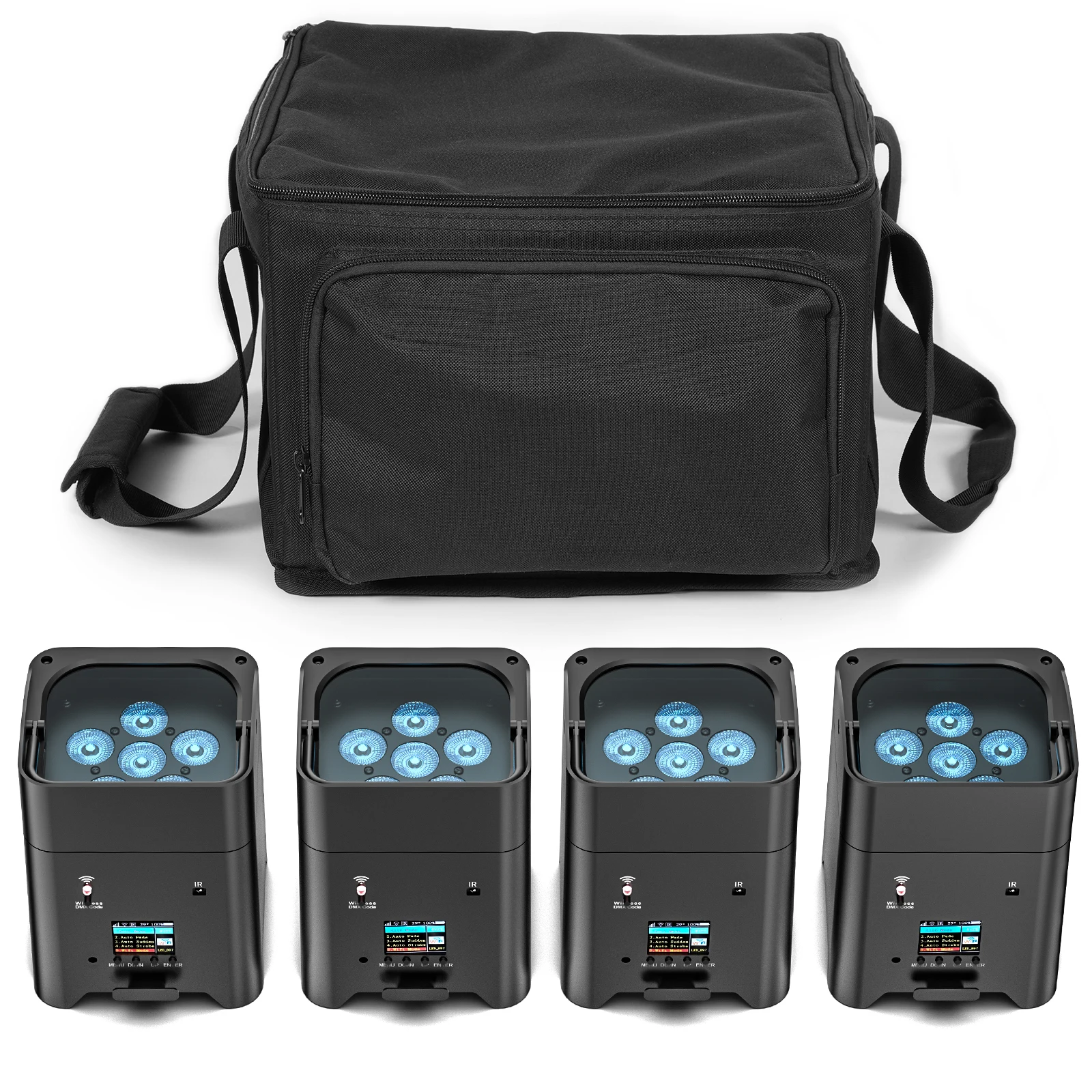 U'King 4PCS 6x18W 6IN1 RGBAW + UV Par Licht mit Tasche DMX Fernbedienung WiFi Par Licht Drahtlose LED Bühne Licht für DJ Bar Party