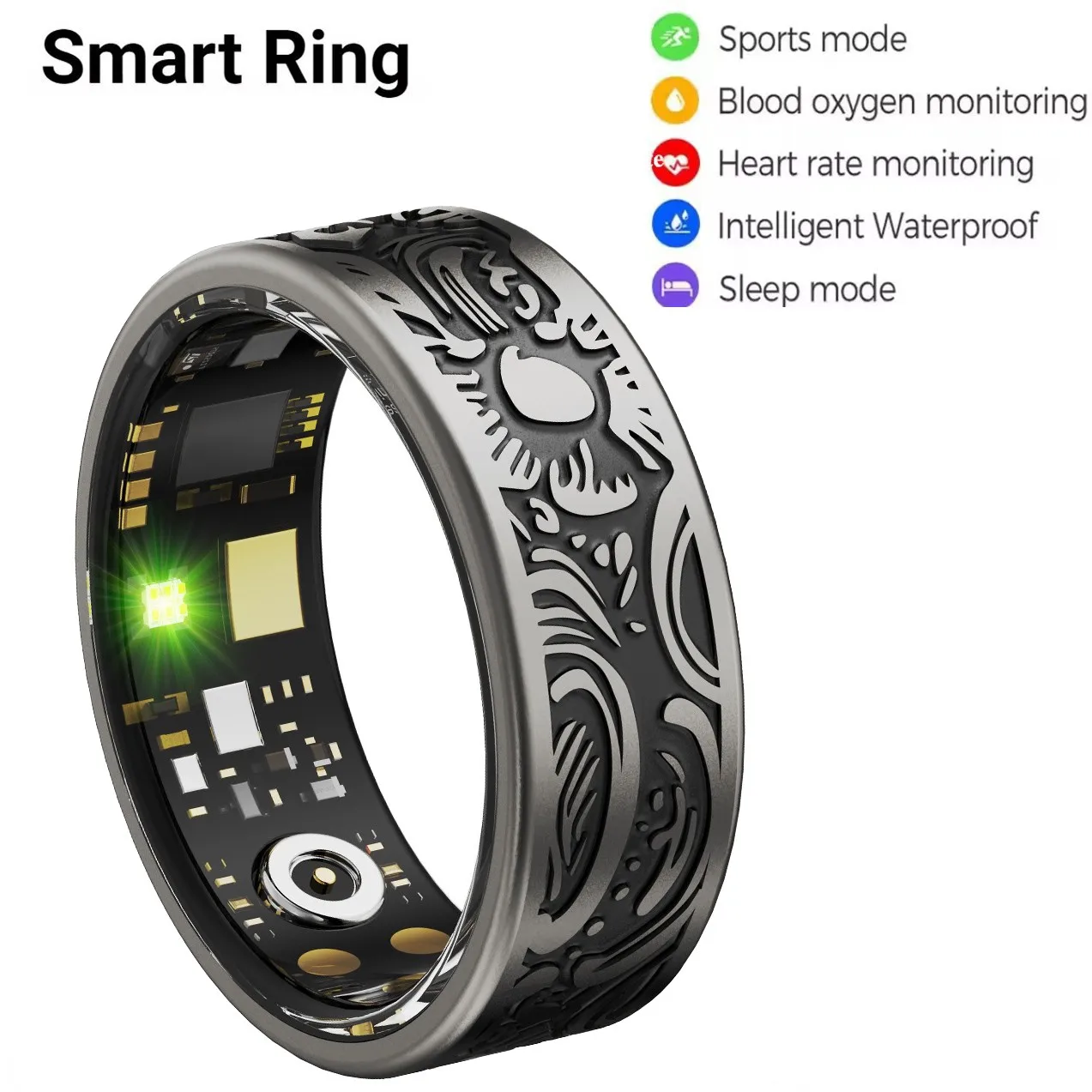 

Новый ретро-стиль Smartring Man подарок монитор здоровья трекер сна фитнес водонепроницаемый 5ATM мультиспортивный режим для телефона Android IOS