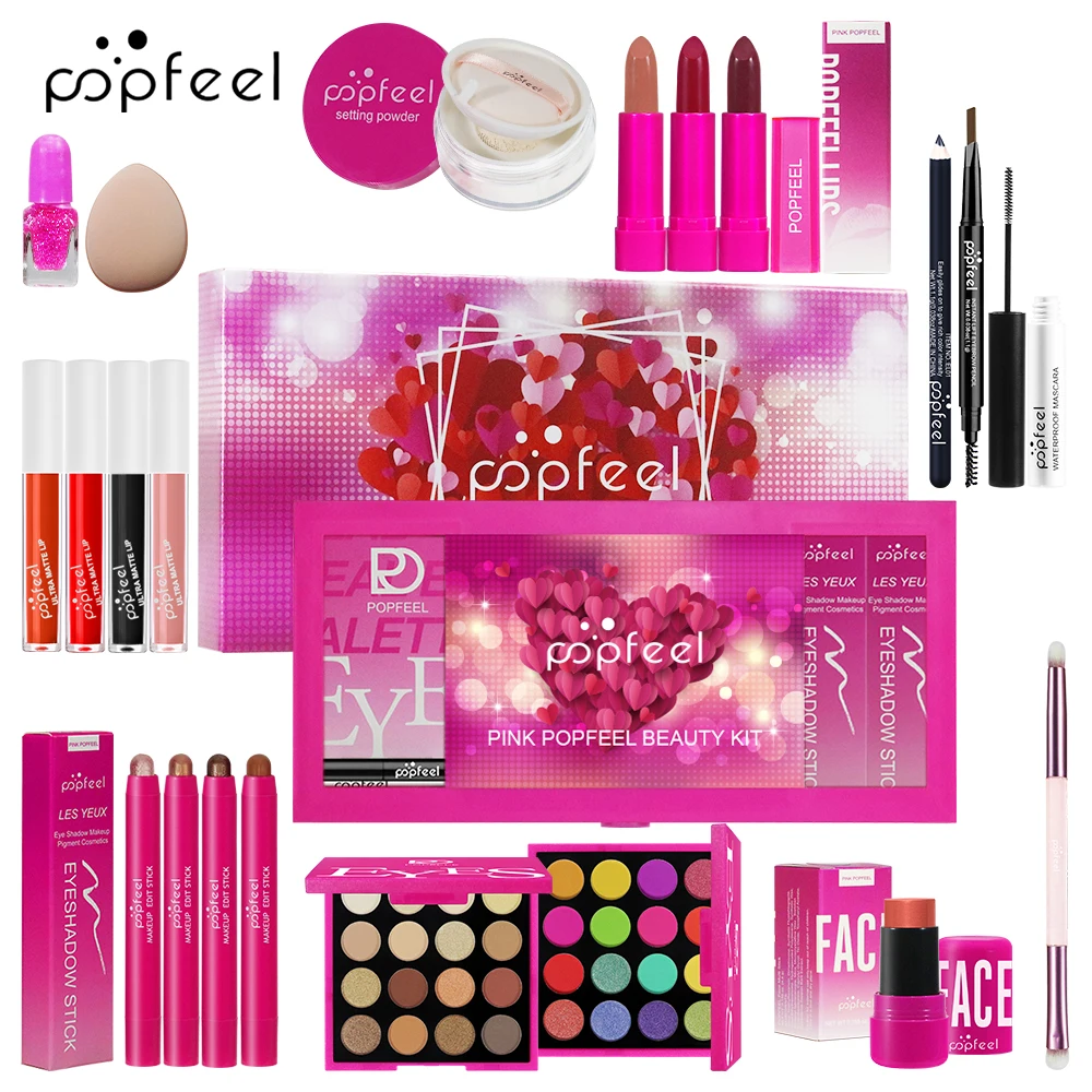مجموعة مكياج POPFEEL ذات طابع وردي للفتيات - مجموعة مستحضرات تجميل الكل في واحد، مثالية للهدايا لصديقتك أو أحبائك. #5
