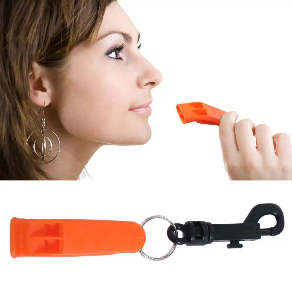 PP Plastic Outdoor Survival Whistle Double Pipe Loud Survival Rescue Whistle Dual Band Orange Outdoor Emergency Whistle