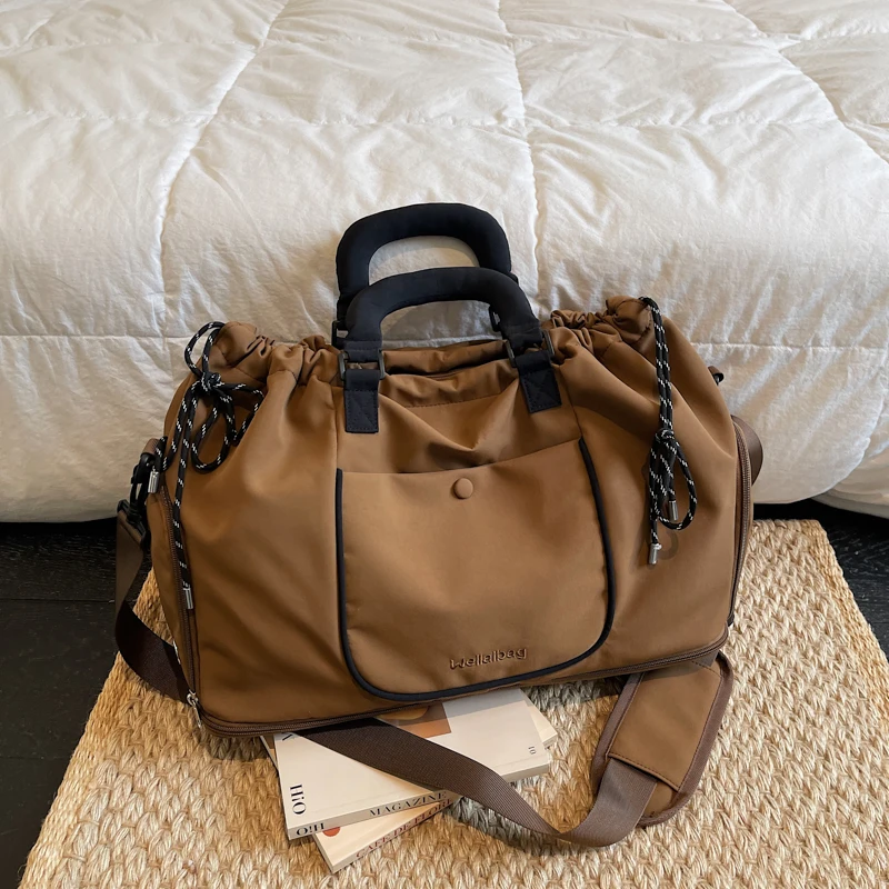 New Solid Color Oxford Large Capacity Portable Travel Tote Sweet Super Light Durable Travel Bags Hot Sale Versatile Fashion Bags