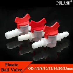 1 Pz 4mm 6mm 8mm 10mm 12mm 16mm 20mm 25mm PVC Tubo Barb Valvola a sfera in plastica a due vie Acquario Giardino Micro connettore di irrigazione