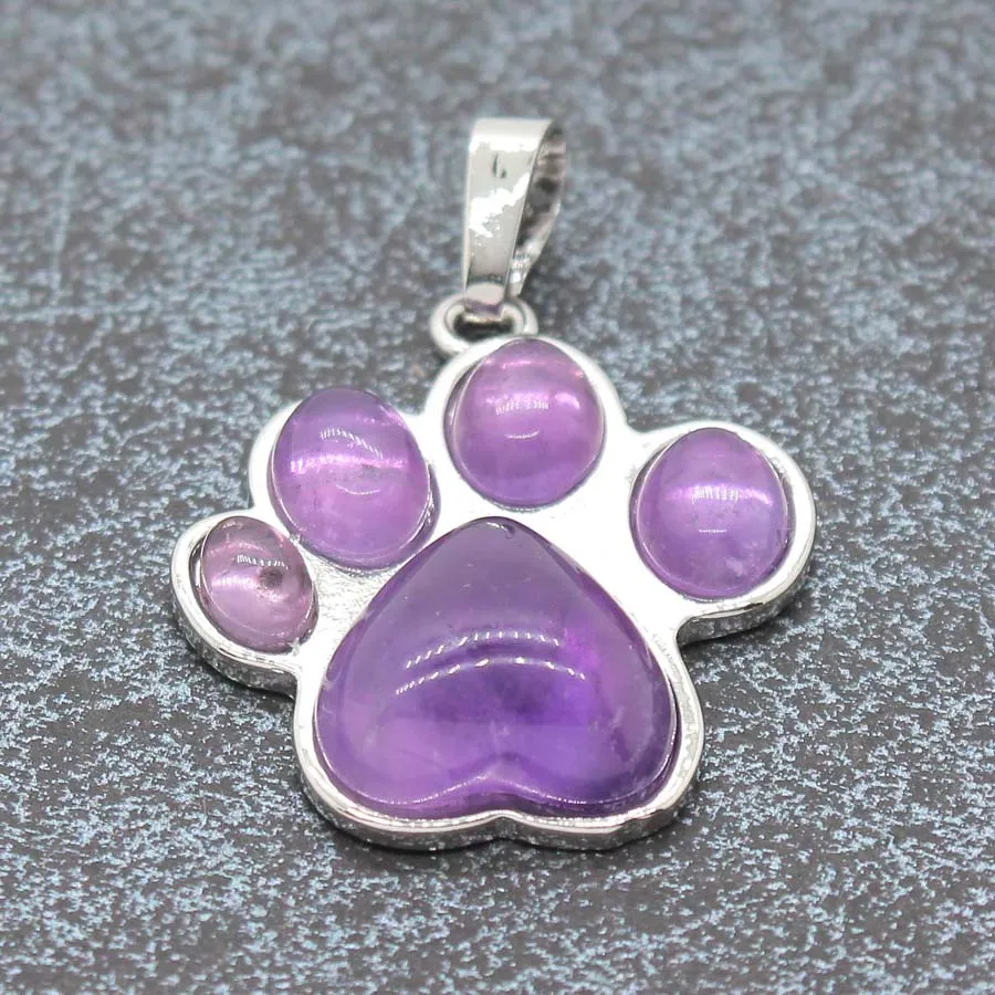 Charms Natural Healing Crystal Stone Pendants Kit for Women Amethyst Rose Quartz Agate Gemstone Dog Footprint Man Jewelry Gifts
