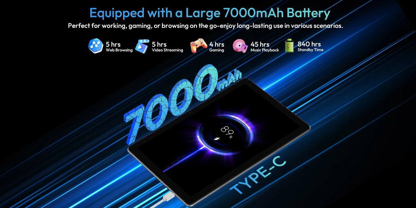 XGODY N02 Pro 10.1 Inch Android 15 Tablet 16GB RAM 256GB ROM Octa Core Widevine L1 Dual WiFi 7000mAh Pad for Study Entertainment
