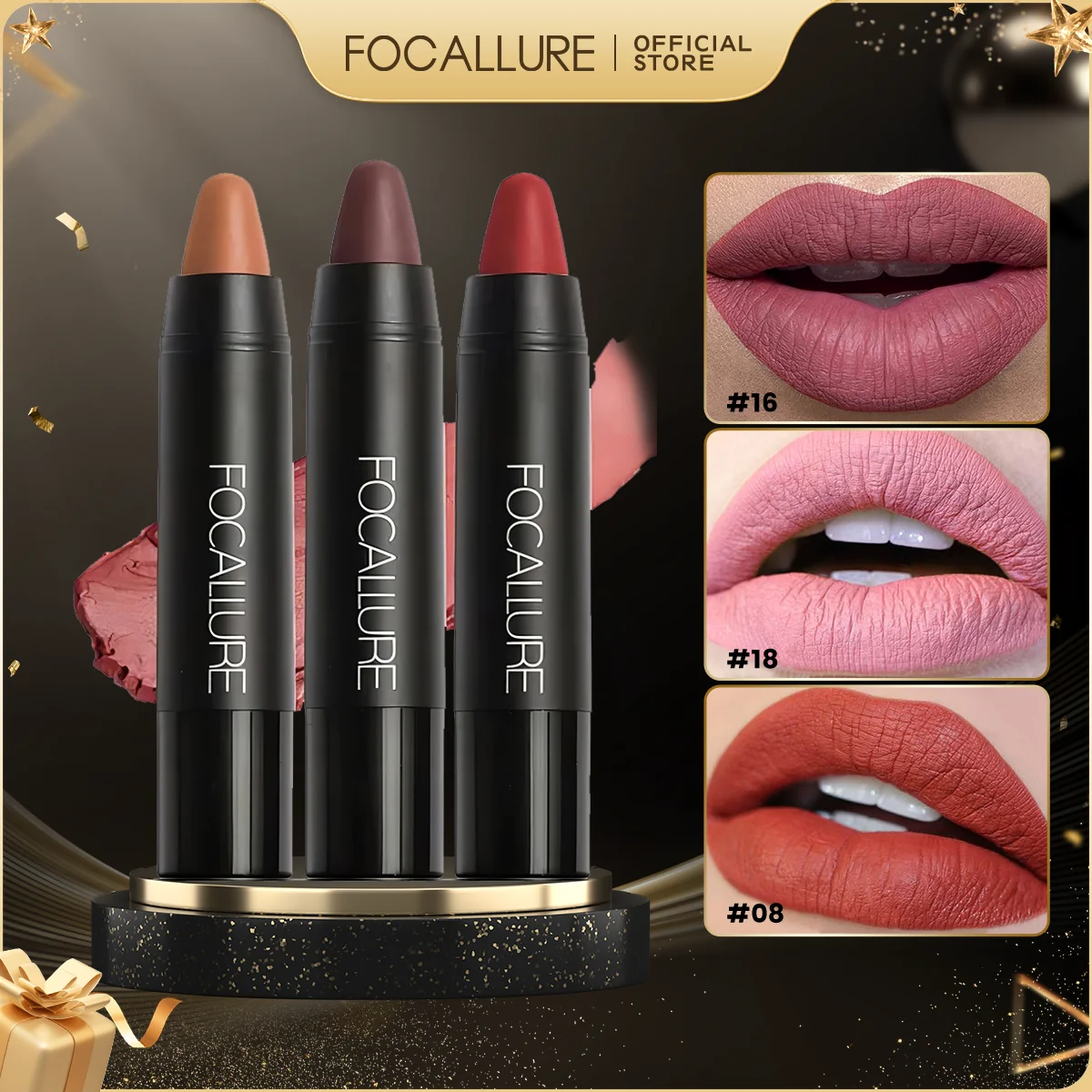 FOCALLURE 31 Colors Matte Lipstick Long Lasting Waterproof Sexy Lipbalm Non-Stick Lip Tint Lip Pencil Makeup Cosmetics for Women