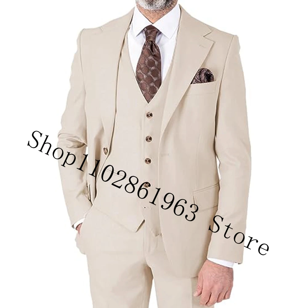 

Best Men Wedding Suits Groom Wear Tuxedos 3 Pieces Suits Blazer+Vest+Pants Formal Elegant Male Tuxedos Costume Homme Mariage