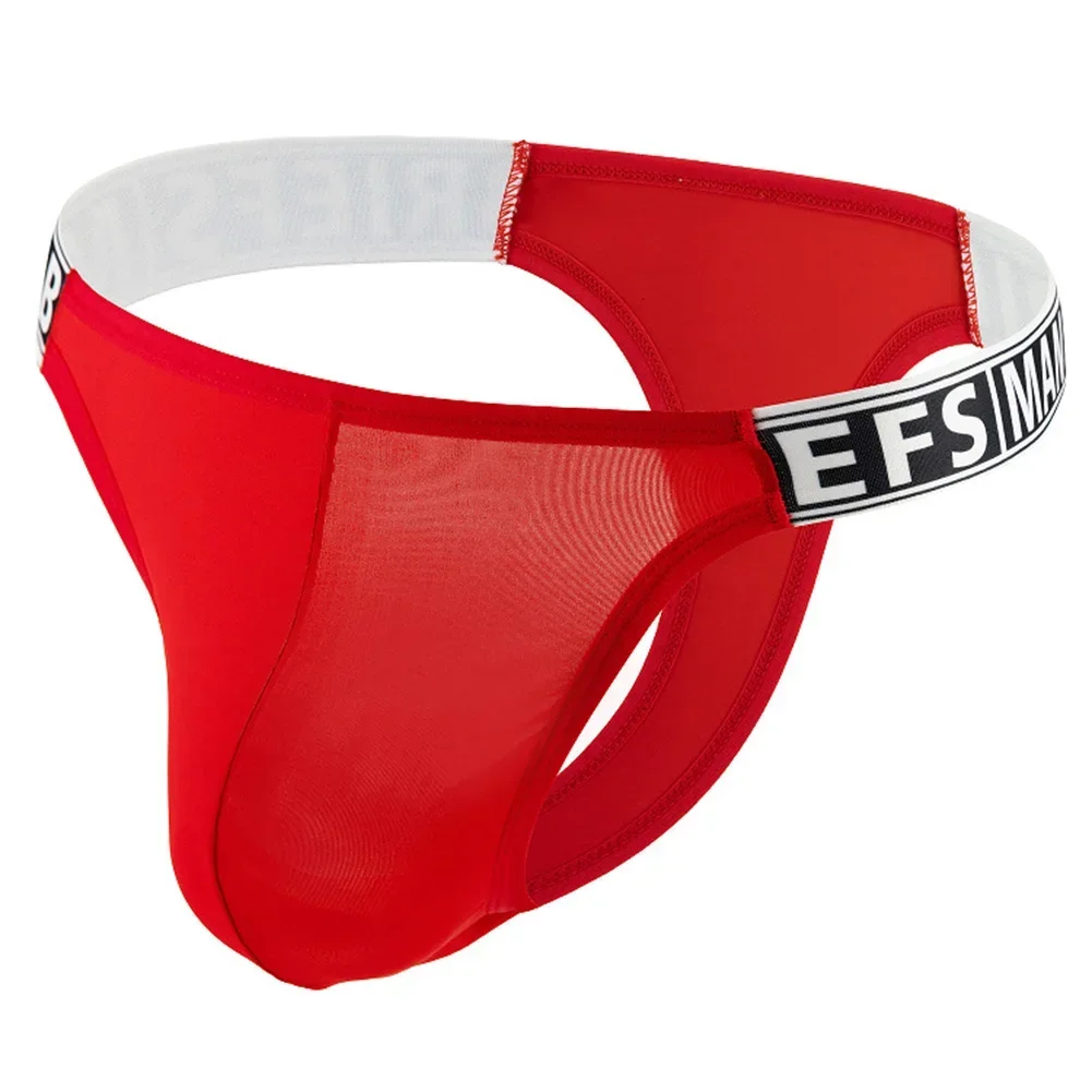 กางเกงในจีสตริงเซ็กซี่ของผู้ชายเย้ายวนสําหรับดึงดูดใจสีแดงเอวต่ําและผ้านุ่ม