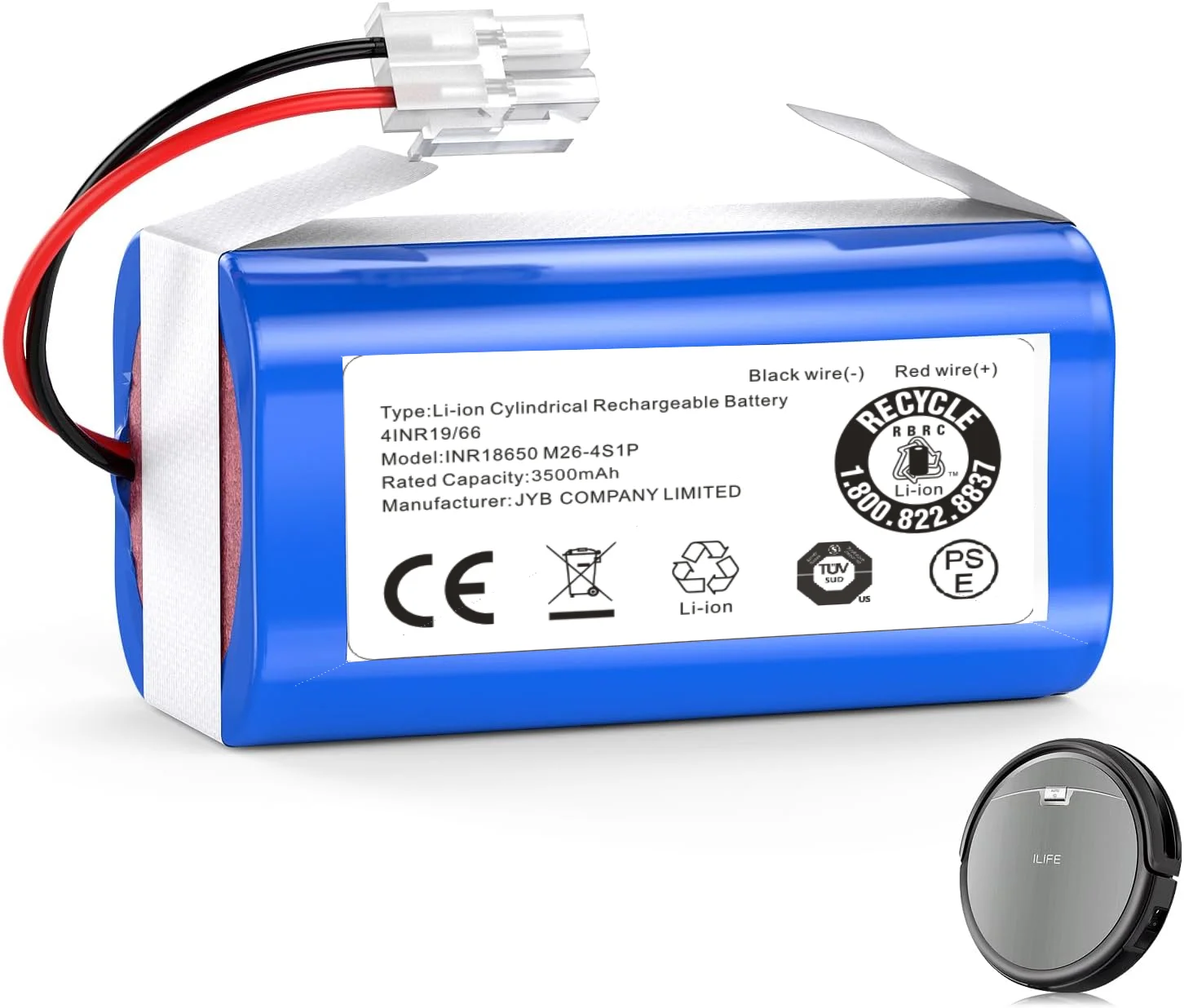 

14.4V 3200mAh Li-ion Battery for iLife A4/A6/V7/V7s Pro/A9/X620/Y8H4 Vacuum Cleaner - High Performance & Durable