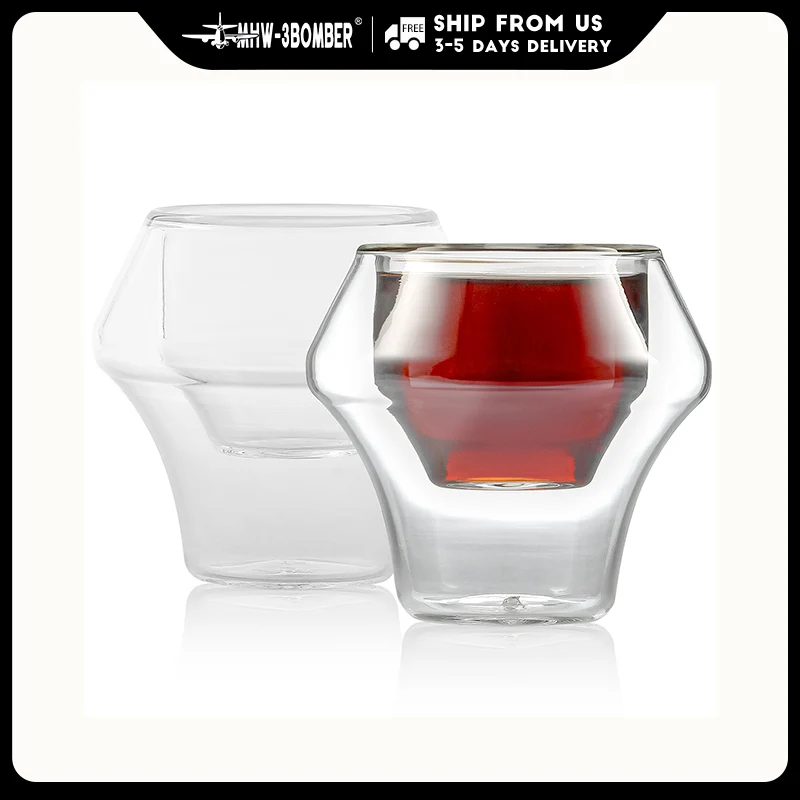 

MHW-3BOMBER Double Wall Glass Espresso Cups Anti-scald Reusable Tea Mug Shot Glass Wine Cup Art Home Barista Coffee Accessories