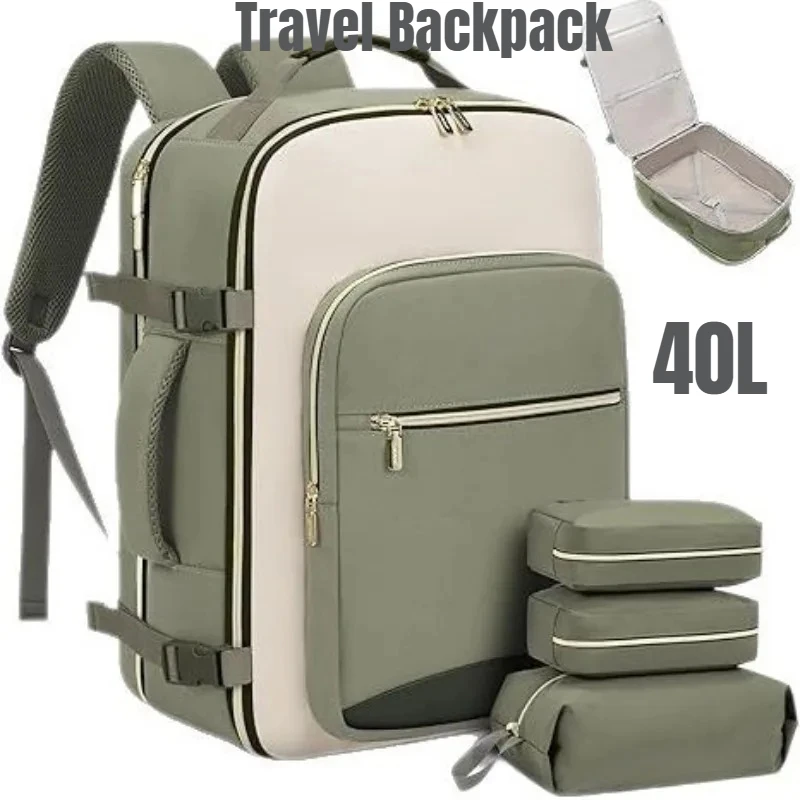 Carry On Travel Backpack with 3 Storage Bags, Large Capacity Laptop Bag, Boarding Luggage Backpack for Men & Women
