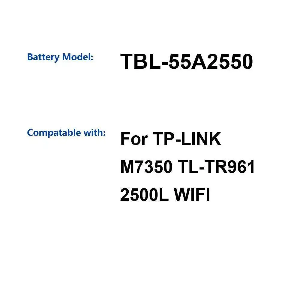 بطارية بديلة ممتازة Tbl-55A2550 Tbl-71A2000 2000-2550Mah لـ TP-Link Neffos 2500L M5350 M7350 Wifi #1