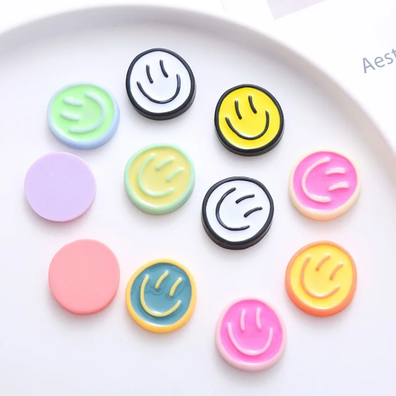 10pcs Resin Round Smile Face Cabochons Flatback Stone Arts Patches Clothing  Jewelry Making Hair Accessories Crafts Materials