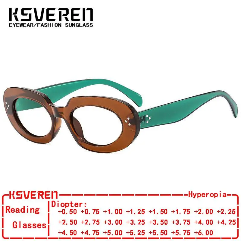 

KSVEREN модные очки в овальной оправе с HD линзами против синего света, очки для чтения, женские очки для дальнозоркости, уменьшающие напряжение глаз