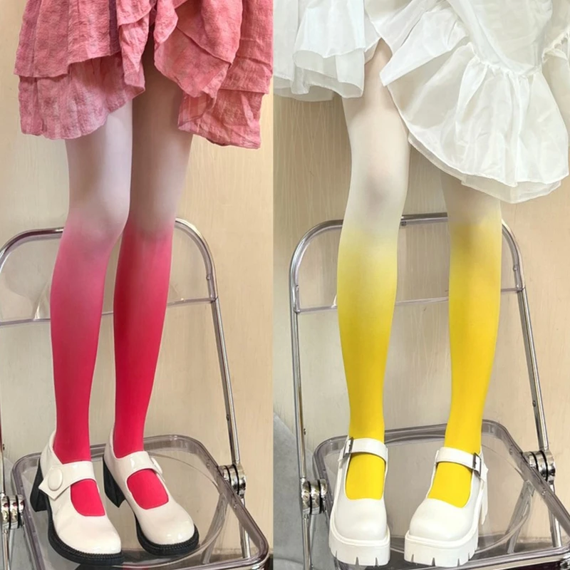 Gradient Stockings Women Color Patchwork Elastic Stockings Anti-Friction Long Pantyhose Women Sexy Stockings Medias De Mujer