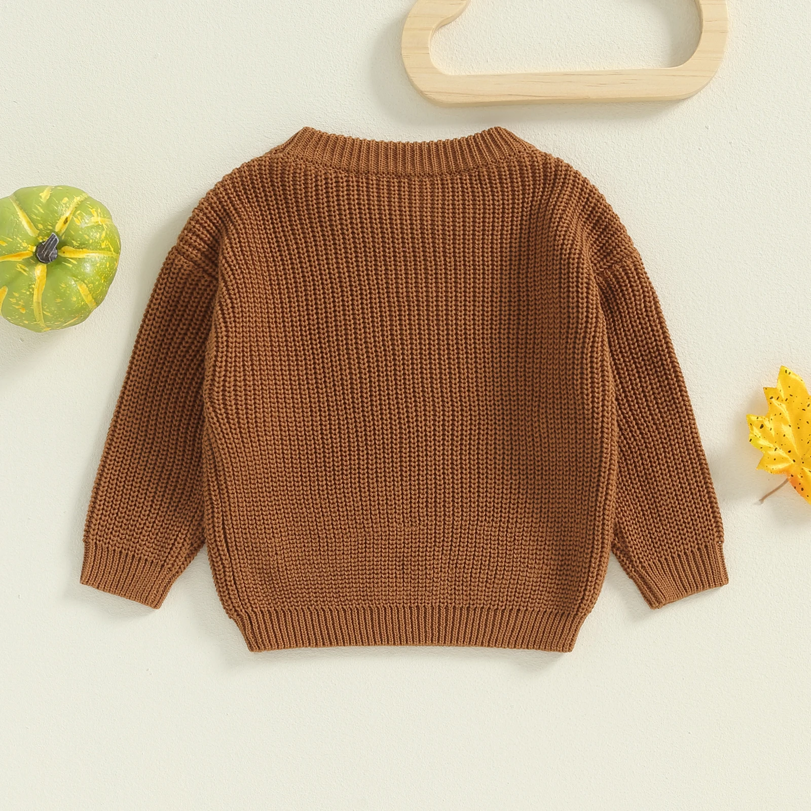 Toddler Girls Boys Sweater Thanksgiving Sweaters Turkey Embroidery Crew Neck Long Sleeve Baby Fall Sweaters