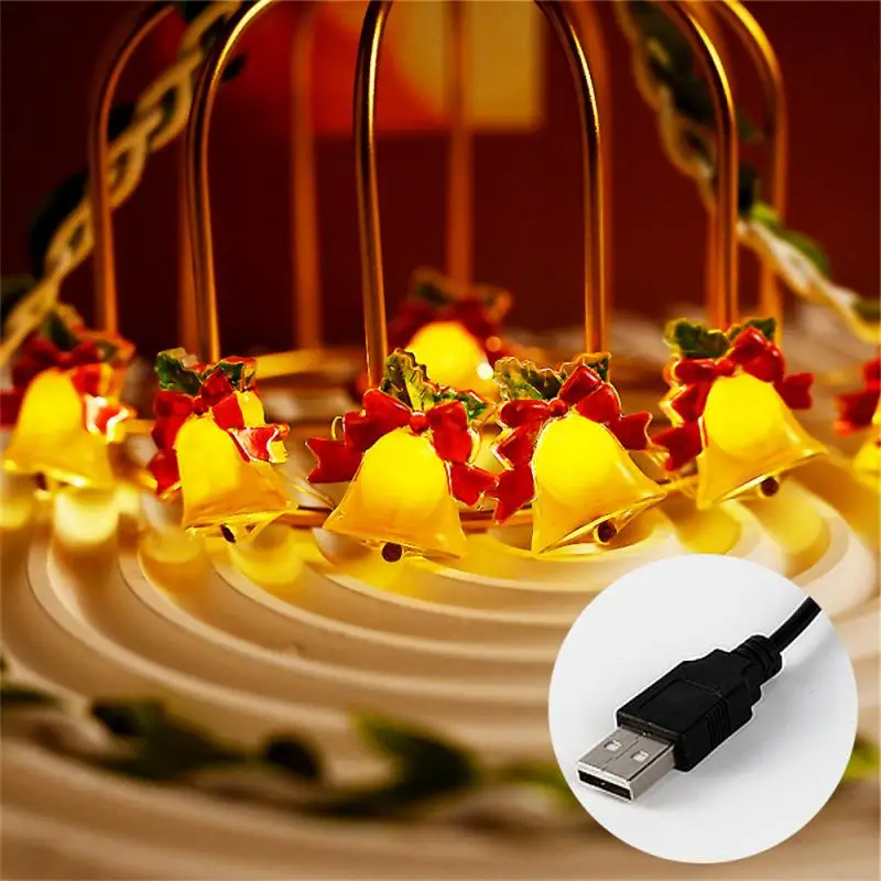 عيد الميلاد جرس LED أضواء سلسلة ، شجرة وحديقة الديكور ، واجهة USB ، بطارية امدادات الطاقة ، حفلة منزلية ، 2 متر ، 5 متر