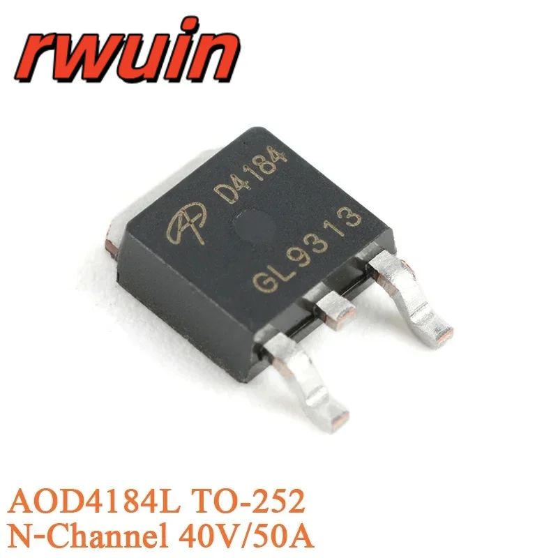 20pcs/5pcs AOD4184L TO-252 D4184 AOD4184 N-Channel 40V/50A SMD MOSFET Field Effect Transistor Chip IC New Original AOD403 AOD407