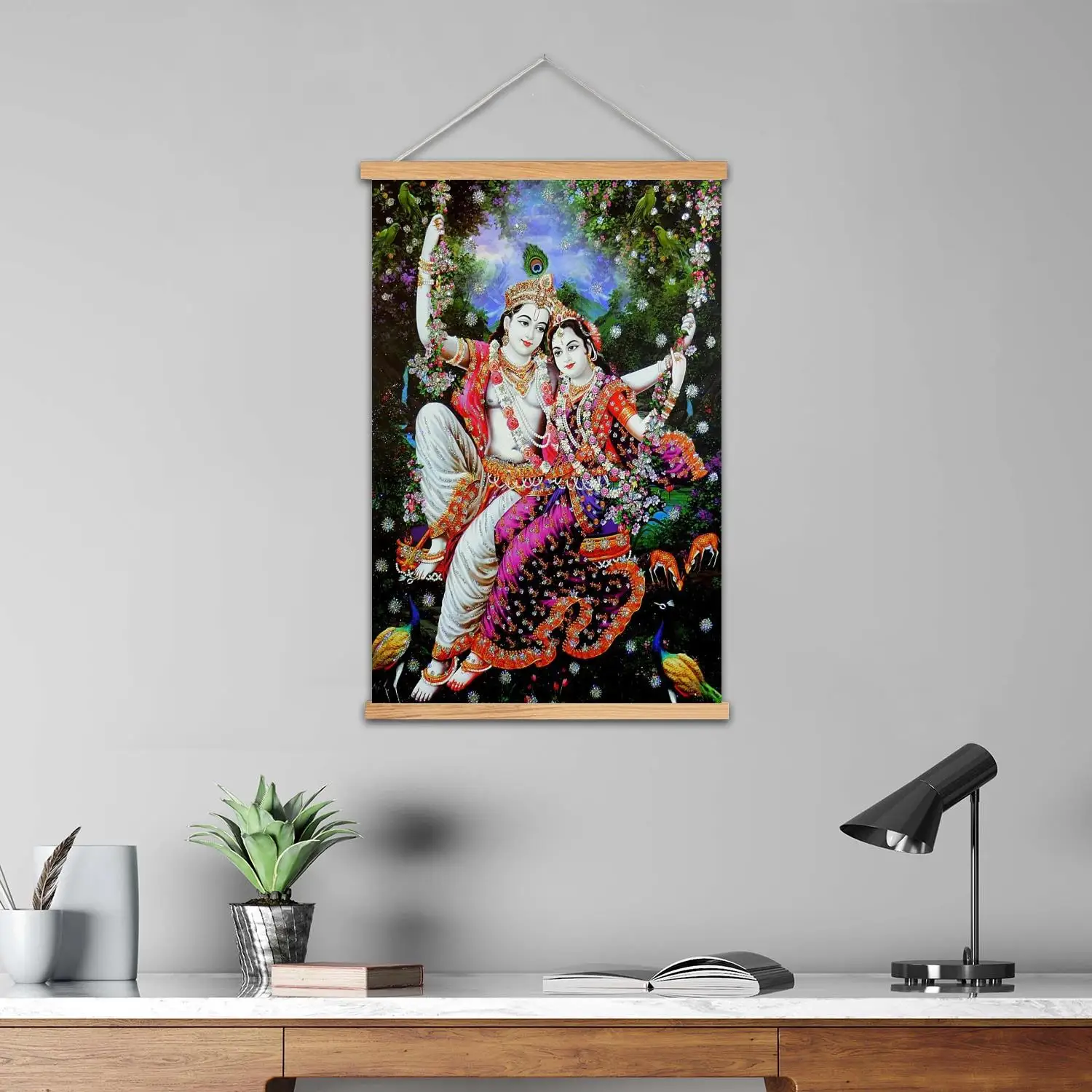 shri krishna Framed Wall Painting Canvas Art Poster and Wall Art  Modern Family Bedroom Decor Posters,Decorative painting