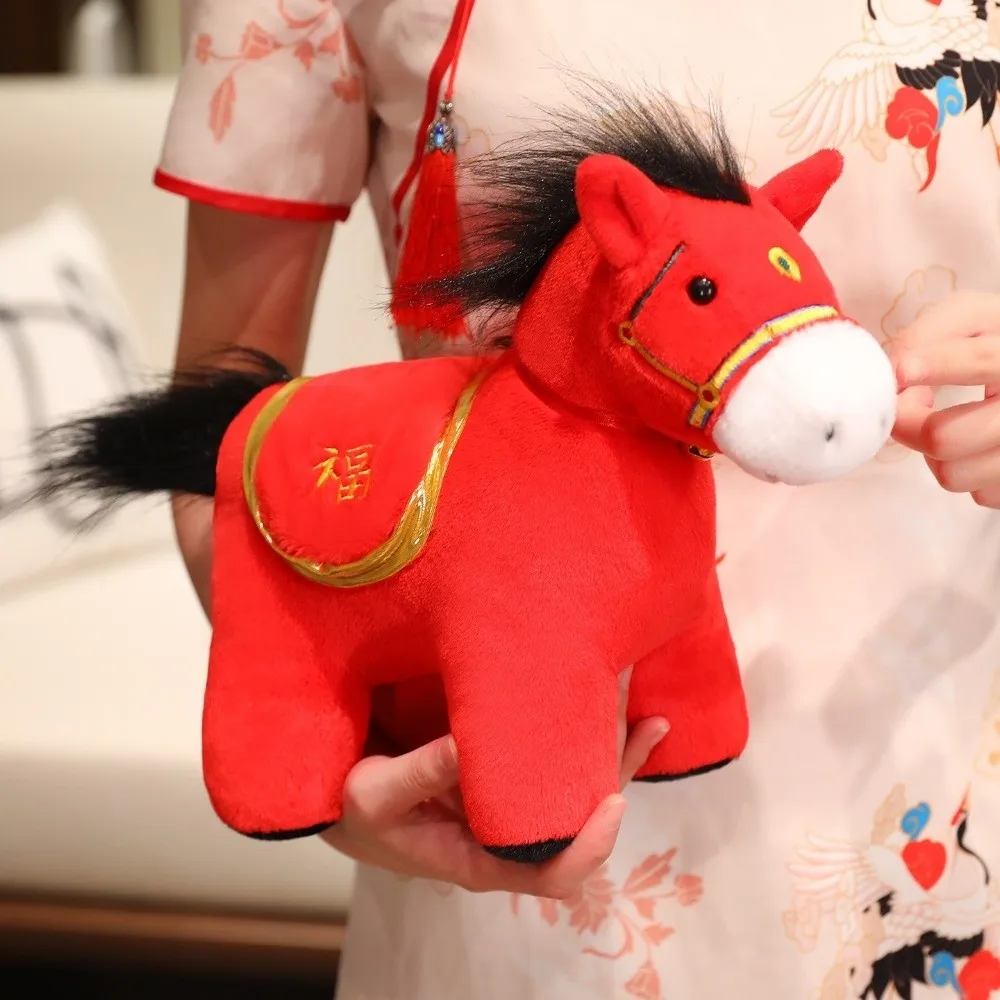 Bonito kawaii pelúcia cavalo boneca fofo estilo chinês dos desenhos animados corcel boneca 17/22/30cm macio brinquedos de pelúcia decoração festiva