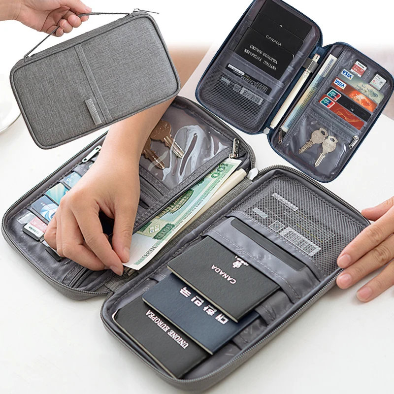 Waterproof Passport Holder Travel Wallet Multifunctional Small Credit Card Wallet Storage Bag Portable Document Storage Bags