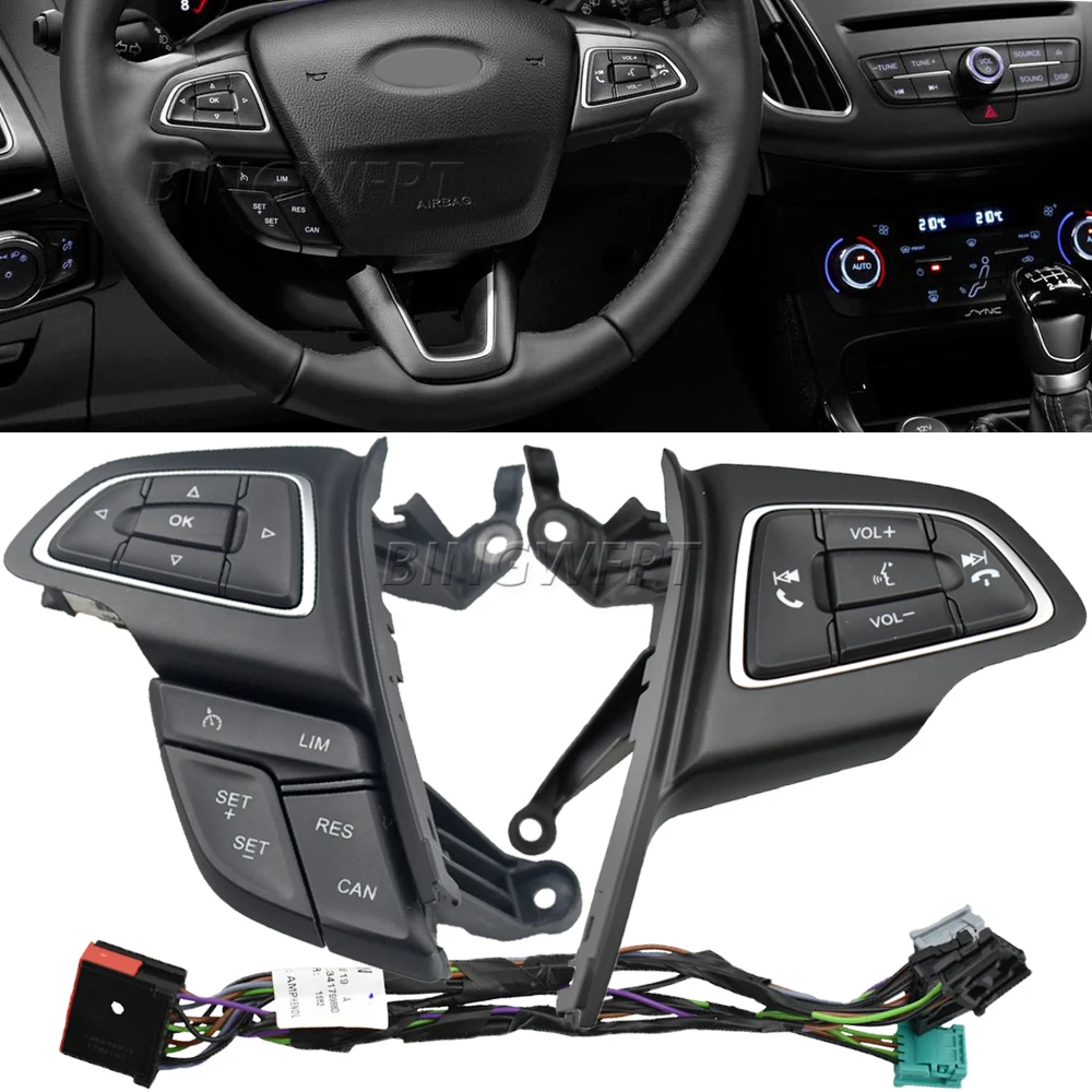 Car Cruise control switch For Ford Focus MK3 2015-2017 Kuga 2017 Multifunction steering wheel button Bluetooth audio button