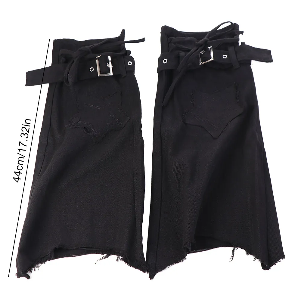 

Japanese JK Lolita Y2K Denim Leg Warmers Stars Drawstring Cross Trumpet Leg Covers Denim Cloth Pile Up Socks Long Stockings