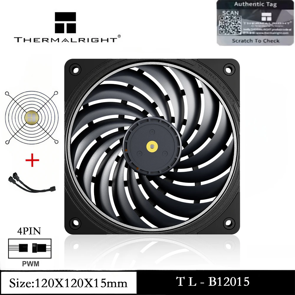 

Thermalright TL-B12015 Вентилятор воздушного охлаждения для корпуса компьютера, 15 лопастей, шумоподавление с помощью ЖК-панели, бесплатная защита вентиляторов ПК