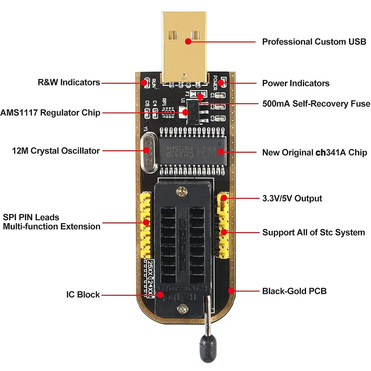 EEPROM BIOS USB Programmer CH341A + SOIC8 Clip + 1.8V Adapter + SOIC8 Adapter for 24 25 Series Flash