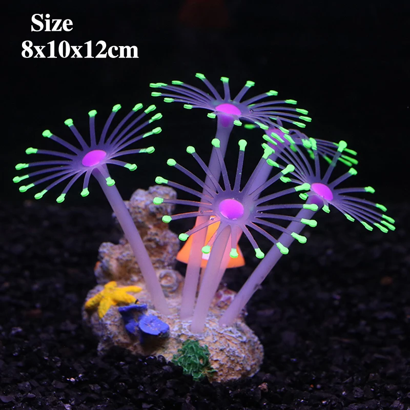 Silicone Fluorescence Effect Artificial Emulation Coral Fish Tank Aquarium Underwater World Plants Decoration Accessories